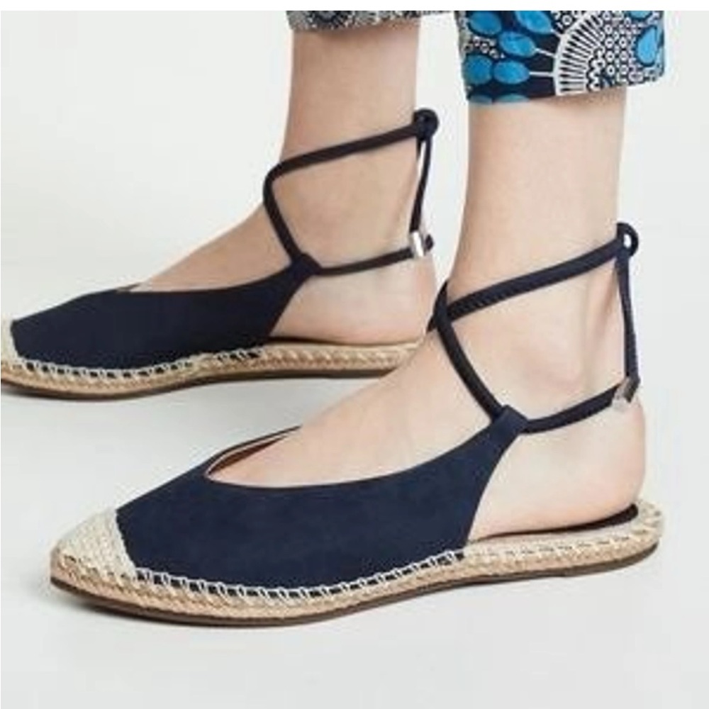 Schutz Laba Leather Ankle Tie Espadrille Flats 9